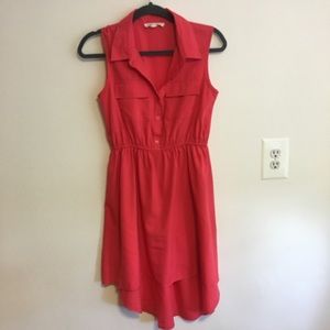 Hot Pink Sleeveless High-Low Dress